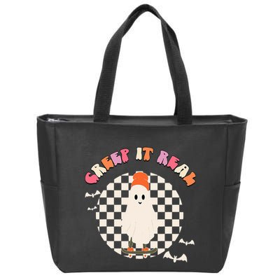 Creep It Real Ghost Halloween Zip Tote Bag
