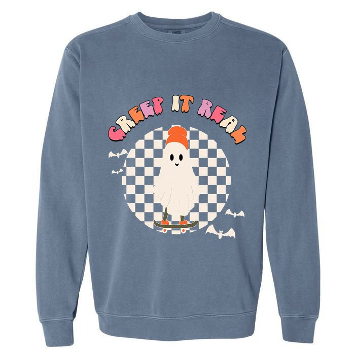 Creep It Real Ghost Halloween Garment-Dyed Sweatshirt