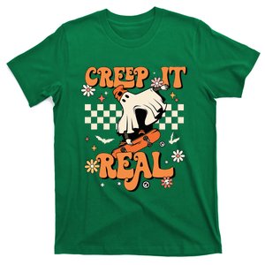 Creep It Real Retro Halloween Party Ghost Skateboard T-Shirt