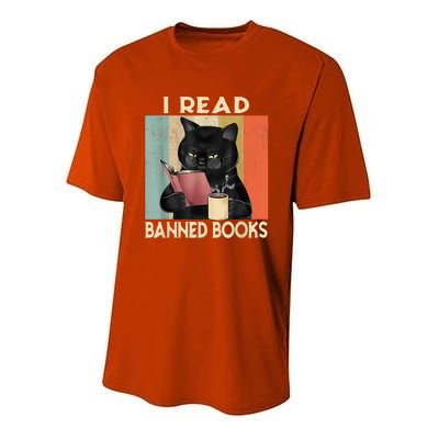 Cat I Read Banned Books Funny Bookworms Reading Book Youth Performance Sprint T-Shirt