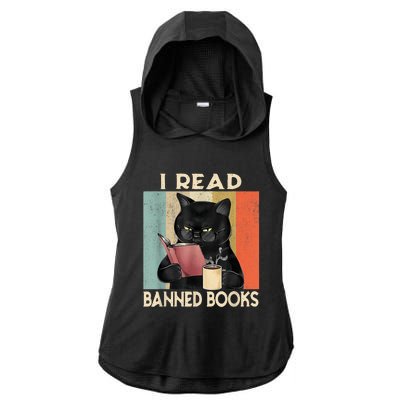 Cat I Read Banned Books Funny Bookworms Reading Book Ladies PosiCharge Tri-Blend Wicking Draft Hoodie Tank