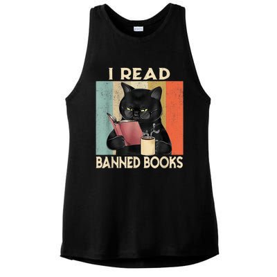 Cat I Read Banned Books Funny Bookworms Reading Book Ladies PosiCharge Tri-Blend Wicking Tank