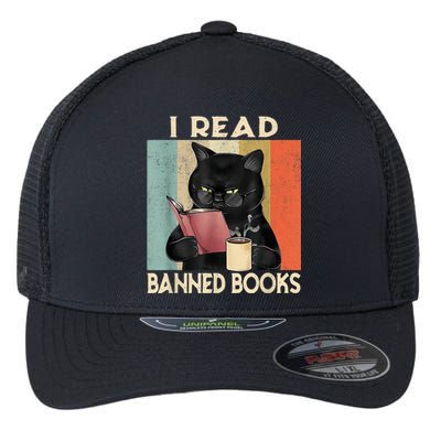 Cat I Read Banned Books Funny Bookworms Reading Book Flexfit Unipanel Trucker Cap