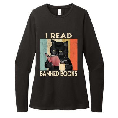 Cat I Read Banned Books Funny Bookworms Reading Book Womens CVC Long Sleeve Shirt