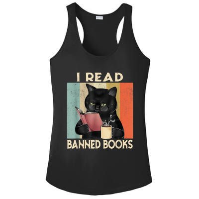 Cat I Read Banned Books Funny Bookworms Reading Book Ladies PosiCharge Competitor Racerback Tank