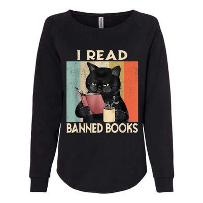 Cat I Read Banned Books Funny Bookworms Reading Book Womens California Wash Sweatshirt