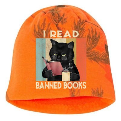 Cat I Read Banned Books Funny Bookworms Reading Book Kati - Camo Knit Beanie