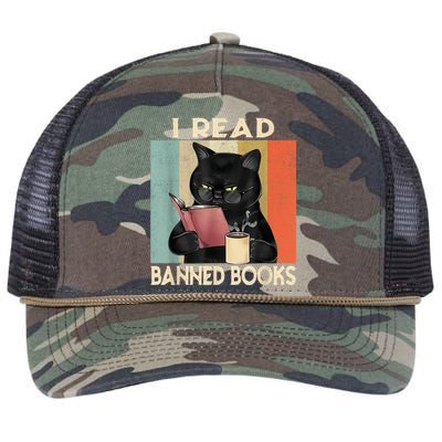 Cat I Read Banned Books Funny Bookworms Reading Book Retro Rope Trucker Hat Cap