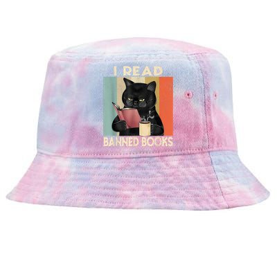 Cat I Read Banned Books Funny Bookworms Reading Book Tie-Dyed Bucket Hat