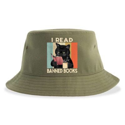 Cat I Read Banned Books Funny Bookworms Reading Book Sustainable Bucket Hat