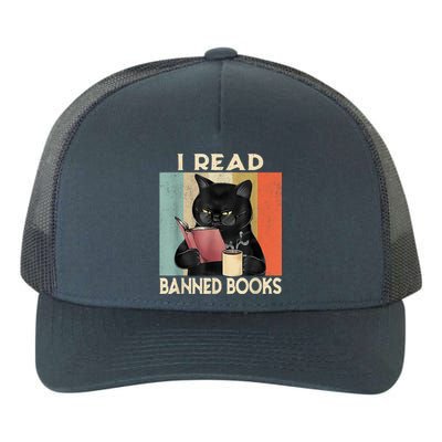 Cat I Read Banned Books Funny Bookworms Reading Book Yupoong Adult 5-Panel Trucker Hat