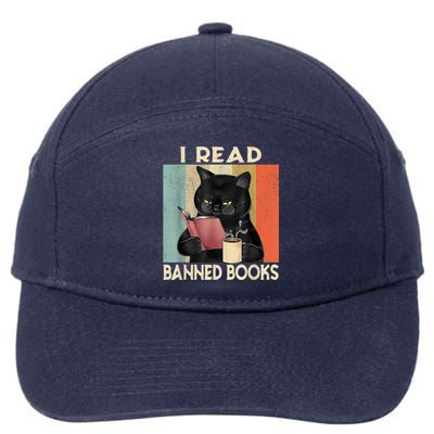 Cat I Read Banned Books Funny Bookworms Reading Book 7-Panel Snapback Hat