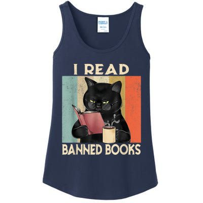 Cat I Read Banned Books Funny Bookworms Reading Book Ladies Essential Tank