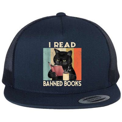 Cat I Read Banned Books Funny Bookworms Reading Book Flat Bill Trucker Hat