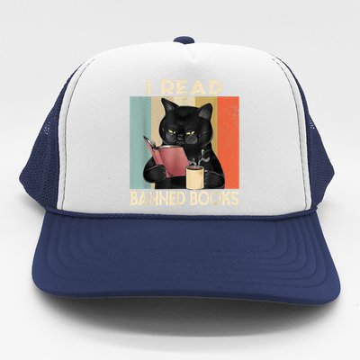 Cat I Read Banned Books Funny Bookworms Reading Book Trucker Hat