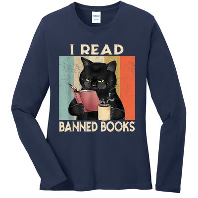 Cat I Read Banned Books Funny Bookworms Reading Book Ladies Long Sleeve Shirt