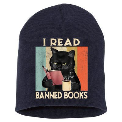 Cat I Read Banned Books Funny Bookworms Reading Book Short Acrylic Beanie