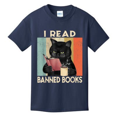 Cat I Read Banned Books Funny Bookworms Reading Book Kids T-Shirt