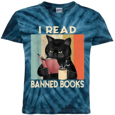 Cat I Read Banned Books Funny Bookworms Reading Book Kids Tie-Dye T-Shirt