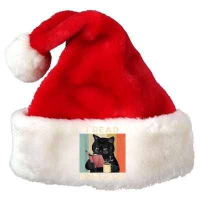 Cat I Read Banned Books Funny Bookworms Reading Book Premium Christmas Santa Hat