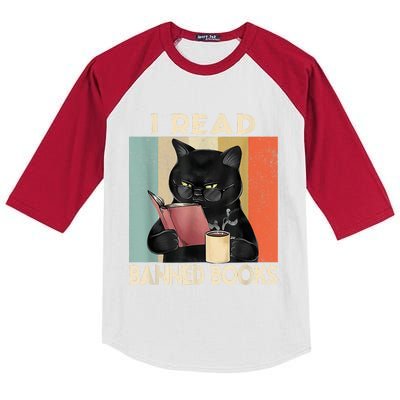 Cat I Read Banned Books Funny Bookworms Reading Book Kids Colorblock Raglan Jersey