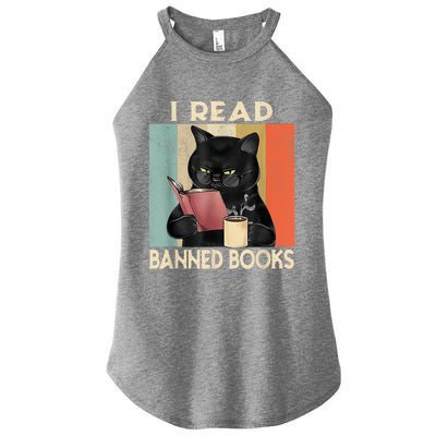 Cat I Read Banned Books Funny Bookworms Reading Book Women's Perfect Tri Rocker Tank