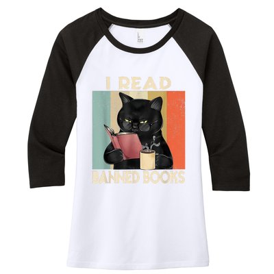 Cat I Read Banned Books Funny Bookworms Reading Book Women's Tri-Blend 3/4-Sleeve Raglan Shirt