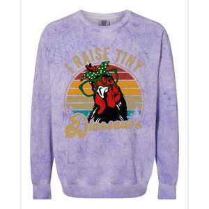 Chicken I Raise Tiny Dinosaurs Mama Hen Farm Mom Colorblast Crewneck Sweatshirt