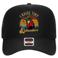 Chicken I Raise Tiny Dinosaurs Mama Hen Farm Mom High Crown Mesh Back Trucker Hat