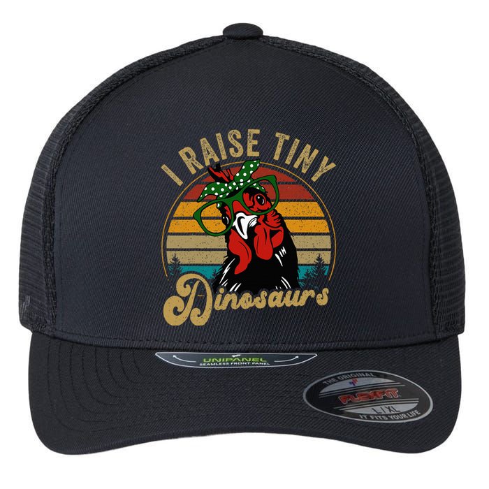 Chicken I Raise Tiny Dinosaurs Mama Hen Farm Mom Flexfit Unipanel Trucker Cap