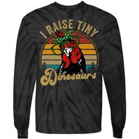 Chicken I Raise Tiny Dinosaurs Mama Hen Farm Mom Tie-Dye Long Sleeve Shirt