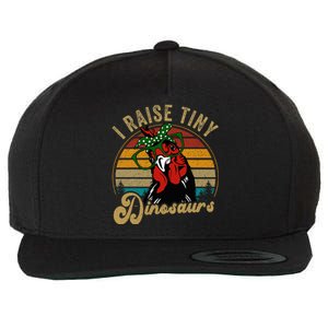 Chicken I Raise Tiny Dinosaurs Mama Hen Farm Mom Wool Snapback Cap