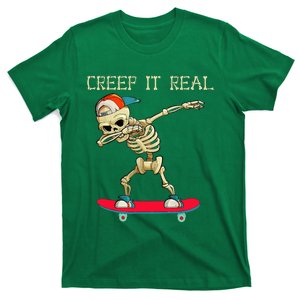 Creep It Real Dabbing Skate Skeleton Halloween T-Shirt