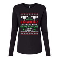 Can I Refill Your Eggnog Funny Christmas quote Womens Cotton Relaxed Long Sleeve T-Shirt