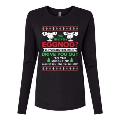 Can I Refill Your Eggnog Funny Christmas quote Womens Cotton Relaxed Long Sleeve T-Shirt