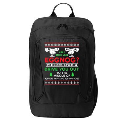 Can I Refill Your Eggnog Funny Christmas quote City Backpack