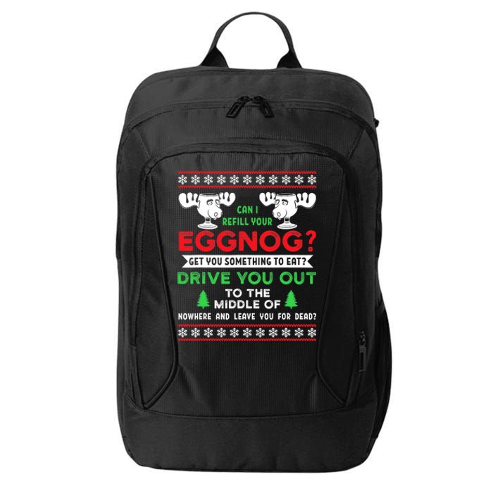 Can I Refill Your Eggnog Funny Christmas quote City Backpack