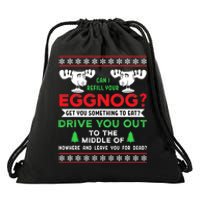 Can I Refill Your Eggnog Funny Christmas quote Drawstring Bag