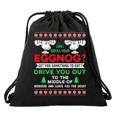 Can I Refill Your Eggnog Funny Christmas quote Drawstring Bag