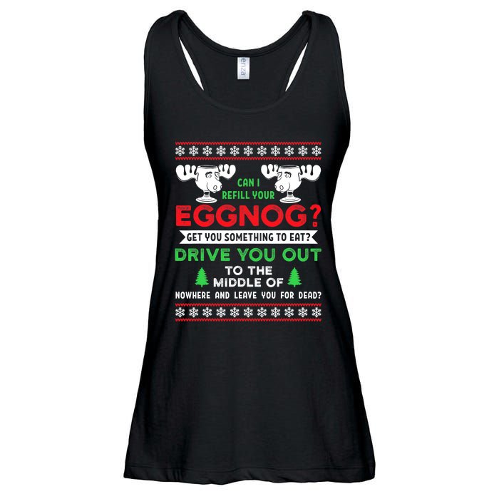 Can I Refill Your Eggnog Funny Christmas quote Ladies Essential Flowy Tank