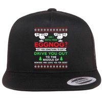 Can I Refill Your Eggnog Funny Christmas quote Flat Bill Trucker Hat