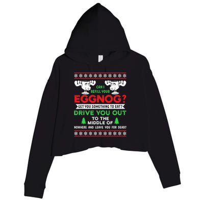 Can I Refill Your Eggnog Funny Christmas quote Crop Fleece Hoodie