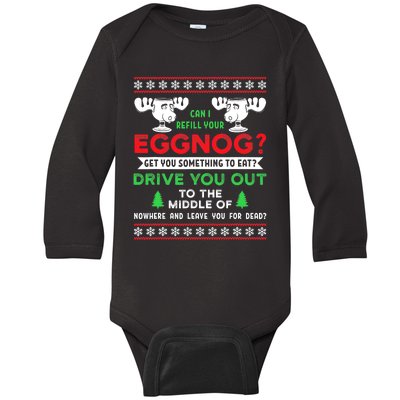 Can I Refill Your Eggnog Funny Christmas quote Baby Long Sleeve Bodysuit