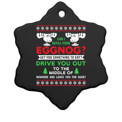 Can I Refill Your Eggnog Funny Christmas quote Ceramic Star Ornament