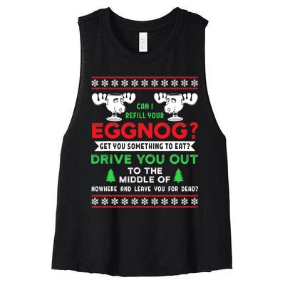 Can I Refill Your Eggnog Funny Christmas quote Women's Racerback Cropped Tank