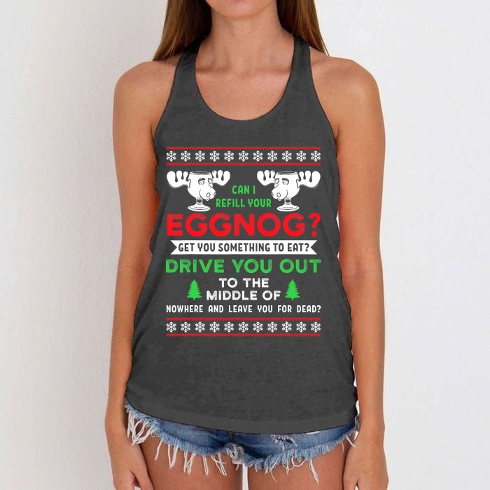 Can I Refill Your Eggnog Funny Christmas quote Women's Knotted Racerback Tank