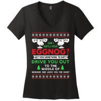 Can I Refill Your Eggnog Funny Christmas quote Women's V-Neck T-Shirt