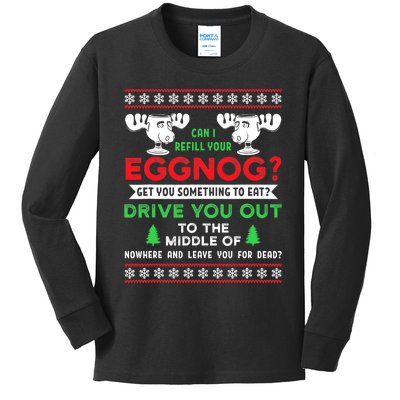 Can I Refill Your Eggnog Funny Christmas quote Kids Long Sleeve Shirt