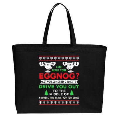 Can I Refill Your Eggnog Funny Christmas quote Cotton Canvas Jumbo Tote