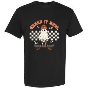 Creep It Real Skateboarding Ghost Retro Halloween Costume Garment-Dyed Heavyweight T-Shirt